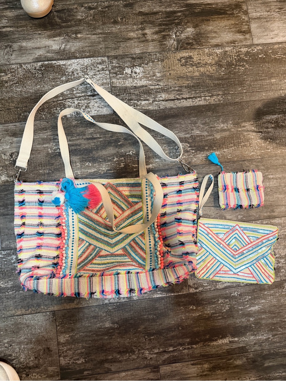Multicolor American and Beyond bag with Matching Pouches